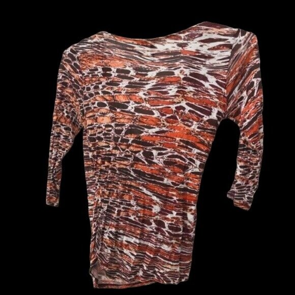 New Directions Woman's Multi Color‎ Faux Wrap Blouse Size Large 3/4 Sleeves - Picture 5 of 5